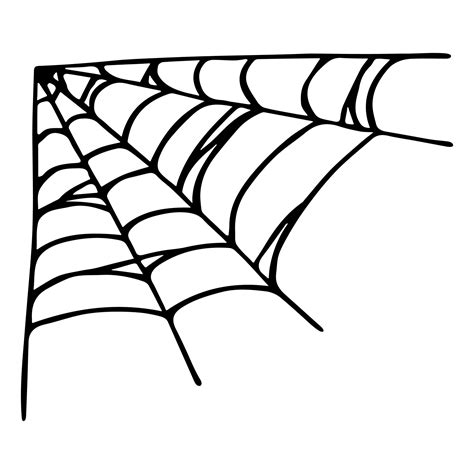 Simple hand drawn spider web illustration. Cute gossamer clipart. Halloween doodle for print ...