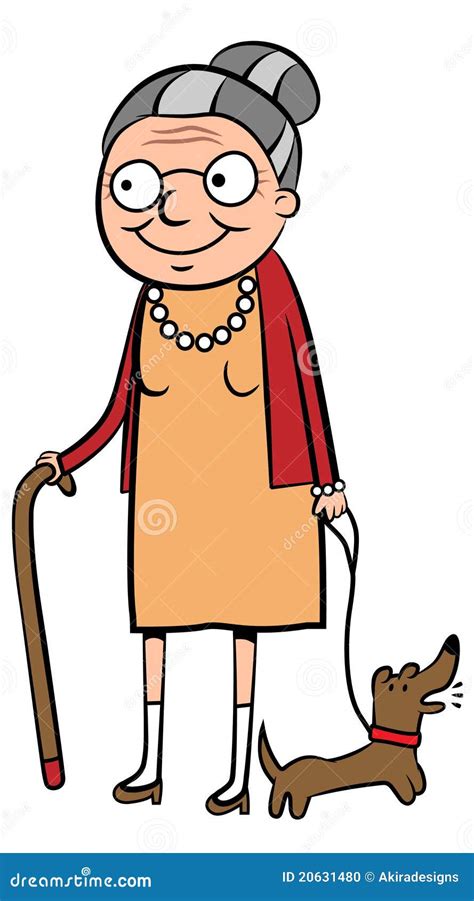 Happy old woman stock vector. Illustration of dashund - 20631480