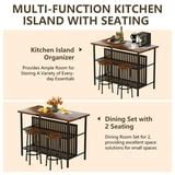 Bar Table Set for 2, HSUNNS Modern Stationary Kitchen Island Set with Seating, Counter Height ...