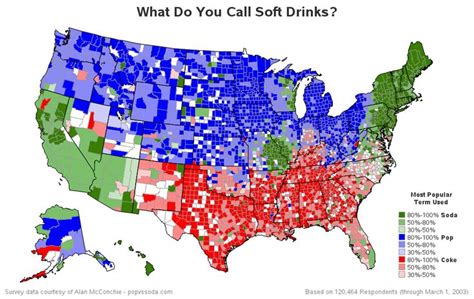 Maps on the Web — New version of the US coke, pop, soda map. | Infographic map, Map, Illustrated map