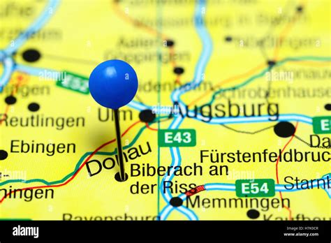 Biberach an der Riss pinned on a map of Germany Stock Photo - Alamy