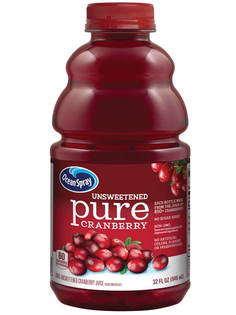 Ocean Spray Pure 100% Unsweetened Cranberry Juice, 32 fl oz - Walmart ...