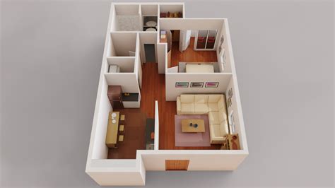 One Room Apartment Layout