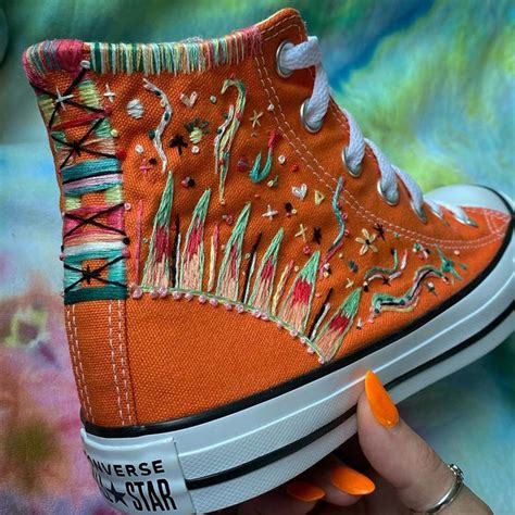 AJ Morgan on Instagram: “🧡🍊Do we like Orange?🍊🧡 @converse @high_tied_dyes #handembroidery # ...