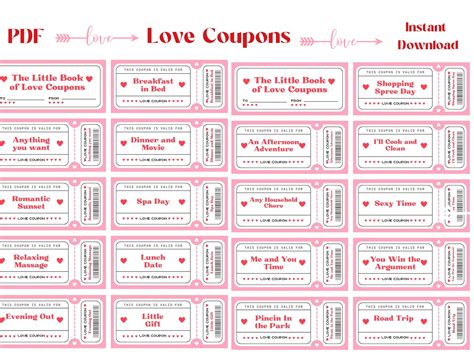 Love Coupon Book for Her, Printable Love Coupons, Valentines Love Coupons, Birthday Gift for Her ...