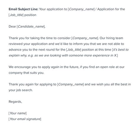 Job application rejection email template | Workable