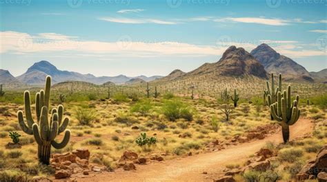 AI generated Wild West Texas desert landscape with mountains and cacti ...