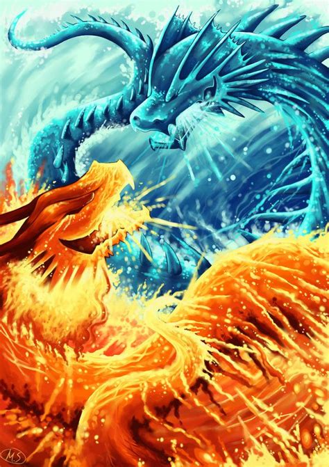 Ice dragon vs Fire dragon by michellescribbles on DeviantArt | Ice dragon, Fire dragon, Fire and ...