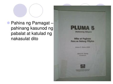 PPT - Filipino BAHAGI NG AKLAT PowerPoint Presentation - ID:4694764