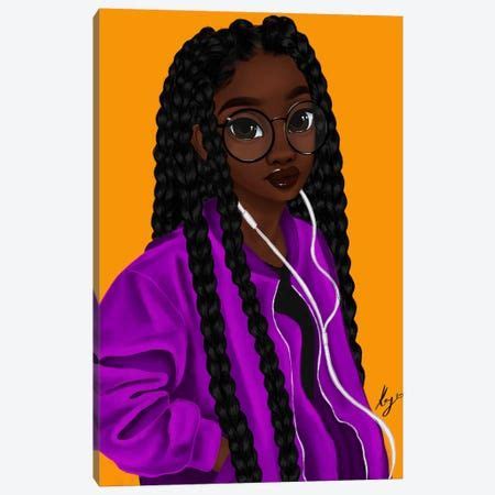 Yara Art Print by Princess Karibo | iCanvas Black Love Art, Girl Cartoon, Jheri Curl, Drawings ...