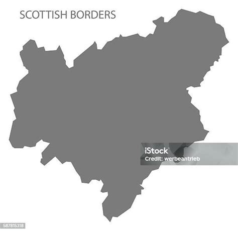 Scottish Borders Scotland Map Grey Stock Illustration - Download Image Now - Computer Graphic ...