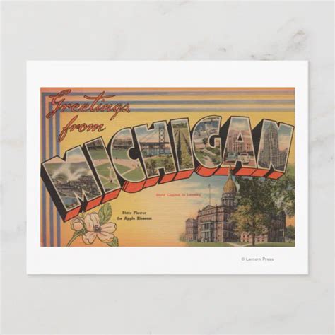 Michigan (State Capital/Flower) Postcard | Zazzle