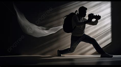 Man Running Away With His Camera In The Shadows Background, Picture ...