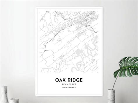 Oak Ridge Map Print, Oak Ridge Map Poster Wall Art, Tn City Map, Tennessee Print Street Map ...