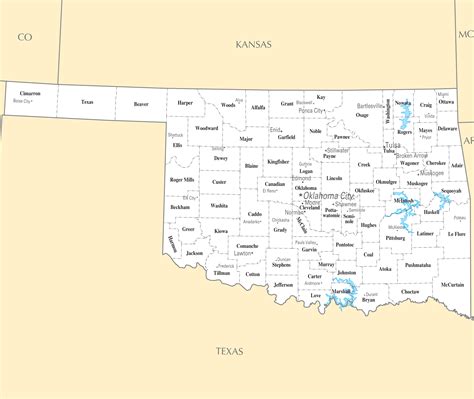 Map Of Oklahoma Cities And Towns