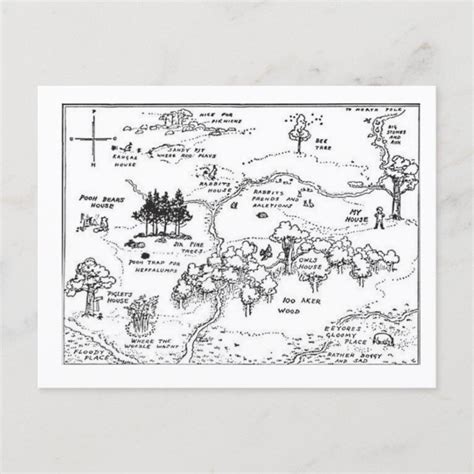 Vintage Style 100 Acre Woods Map Postcard | Zazzle