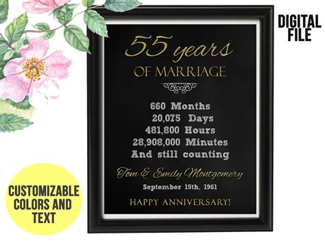 55 Years Wedding Anniversary Gift 55th Anniversary PRINTABLE - Etsy