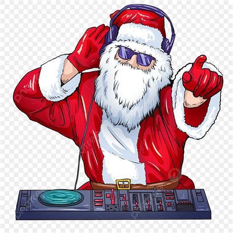 Santa Claus Dj Hd Transparent, Christmas Dj Party Santa Claus Nightclub Punk Illustration ...