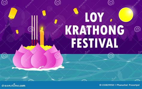 Loy Krathong Festival Travel Thailand Poster Design Background ...