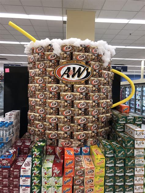 Root beer display at my local grocery store set up like a giant mug of ...