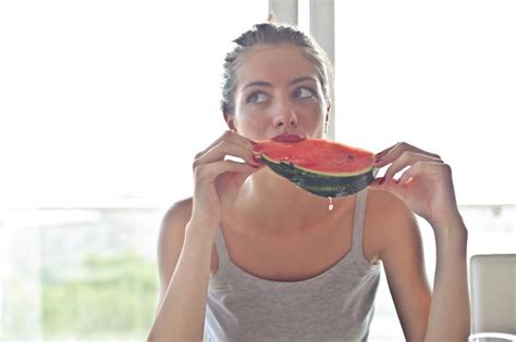 Free Stock Photo of Young Woman In Grey Tank Top Eating Watermelon | Download Free Images and ...