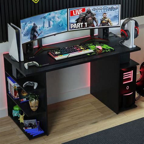 Madesa 53 inch Gaming Computer Desk with Shelves, Home Office Desk ...