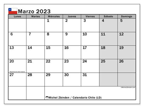 Calendario Febrero Marzo 2023 Chile - IMAGESEE