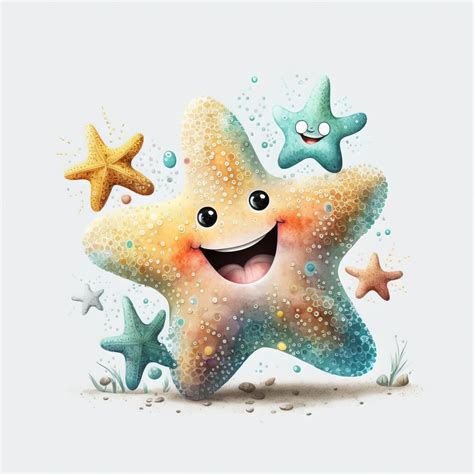 Premium Photo | A cartoon starfish with a happy face and a happy face.