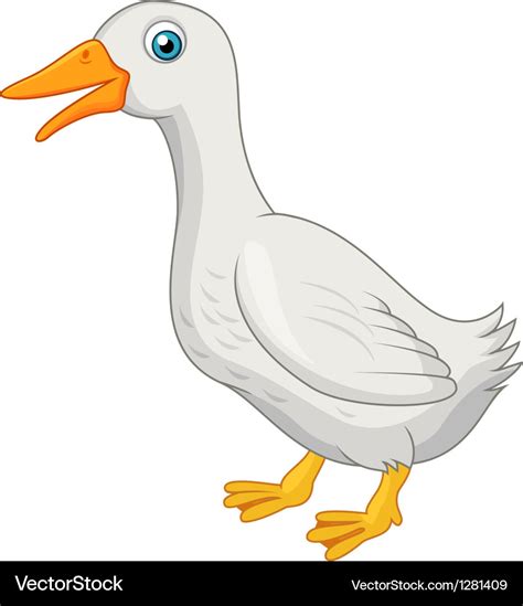 Cute white duck cartoon Royalty Free Vector Image