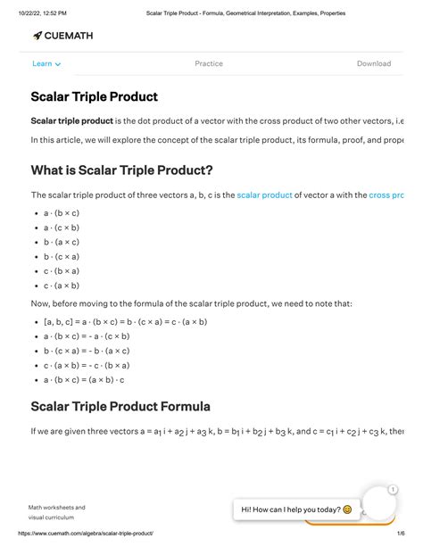 SOLUTION: Scalar triple product formula geometrical interpretation examples properties - Studypool