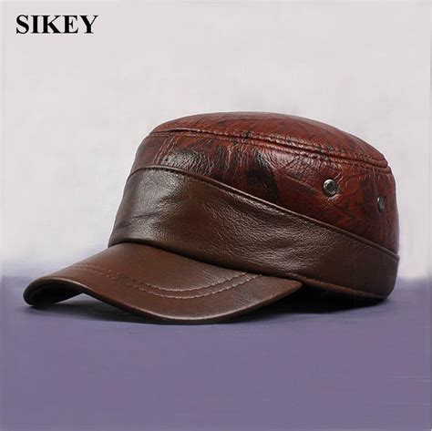 Aliexpress.com : Buy HL072 Mens Black Adjustable Leather Flat Caps Hat Biker Trucker Sports ...