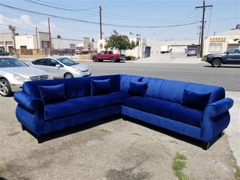 NEW 9x9ft VELVET NAVY FABRIC SECTIONAL COUCHES for Sale in Henderson, NV - OfferUp