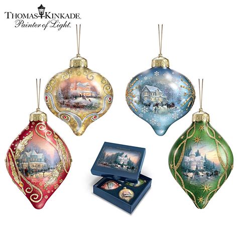 904574 - Thomas Kinkade Light Up The Season Lighted Glass … | Glass christmas ornaments ...