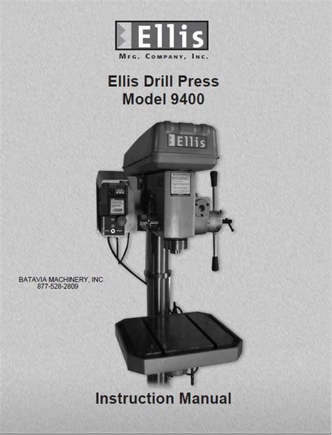 Ellis Drill Press Model 9400 Instruction Manual Booklet – Batavia ...