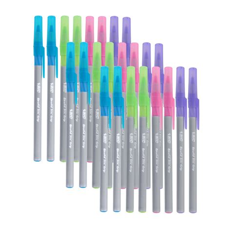 BIC Round Stic Grip Xtra Comfort Fashion Ballpoint Pens, Assorted ...