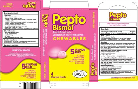 DailyMed - PEPTO-BISMOL- bismuth subsalicylate tablet, chewable PEPTO-BISMOL CHEWABLE, CVP ...