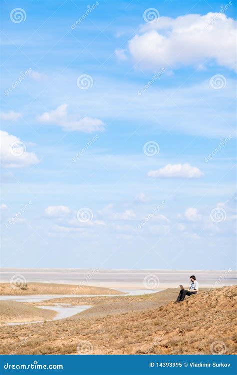 Man with laptop outdoors stock image. Image of people - 14393995