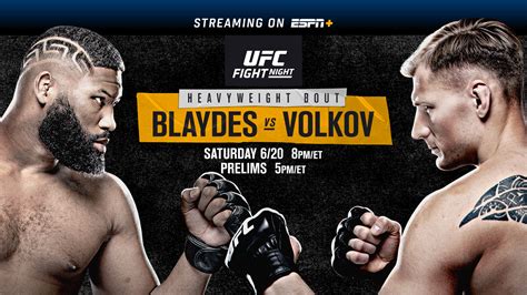 UFC Fight Night on ESPN: Blaydes vs. Volkov in Las Vegas June 20 on ...