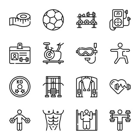 Trendy Set of Gym Equipment Linear Icons 11010413 Vector Art at Vecteezy