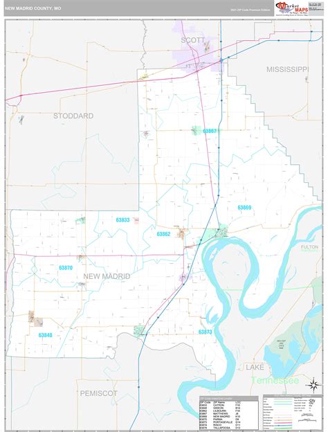 New Madrid County, MO Wall Map Premium Style by MarketMAPS