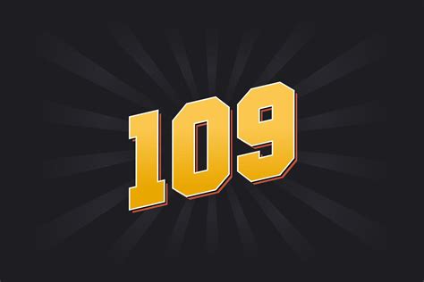 Number 109 vector font alphabet. Yellow 109 number with black ...