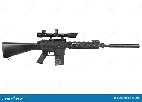 AR-15 Based Sniper Rifle with Silencer Stock Image - Image of shotgun, object: 169922333