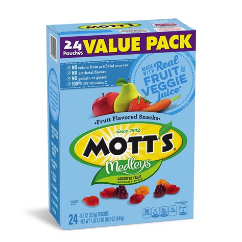 Mott's Medleys Assorted Fruit Flavored Snacks Pouches, 0.8 Oz., 24 Count - Walmart.com - Walmart.com