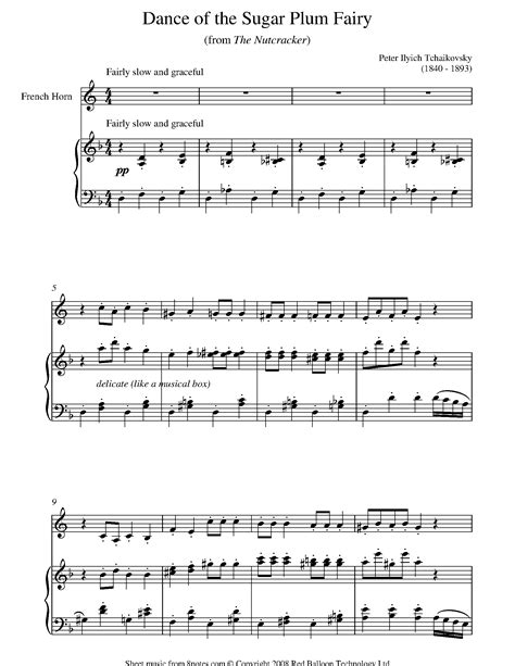 Tchaikovsky, Pyotr Ilyich - Dance of the Sugar Plum Fairy Sheet music for French Horn - 8notes.com