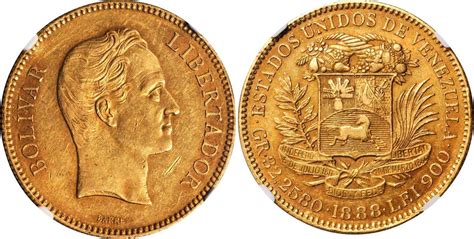 Moneta 100 Bolivar Venezuela Oro 1888 Simon Bolivar (1783 - 1830 ...