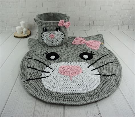 Cat Crochet Rug Kitty Rug Cat Nursery Rug Kitten Baby Room Rug - Etsy