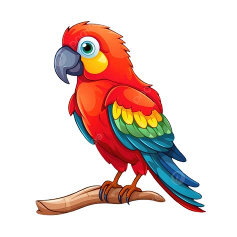 Funny Red Parrot Cartoon Transparent Background, Parrot Clipart, Cartoon Clipart, Background ...