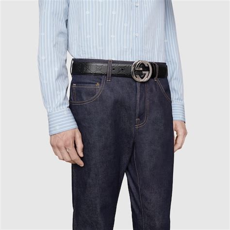 Men's Black Gucci Signature Leather Belt | GUCCI® US