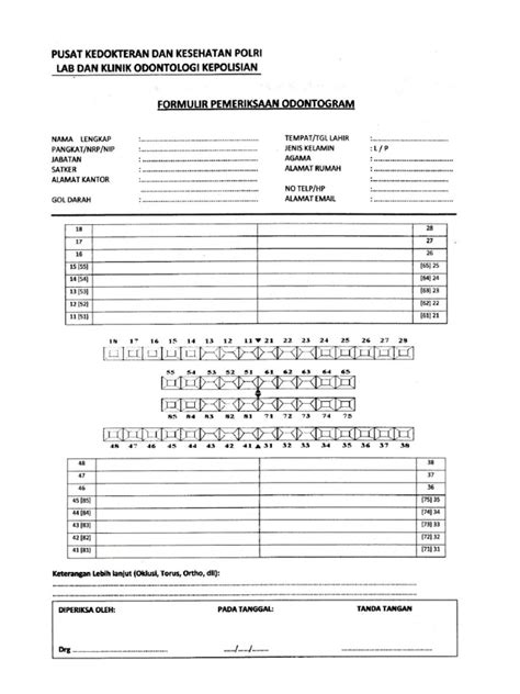 Formulir Odontogram Gigi | PDF