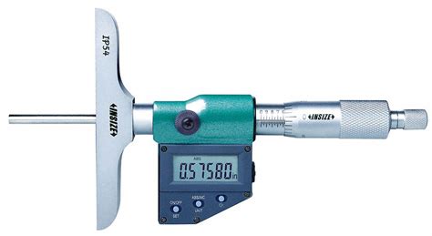 INSIZE Digital Depth Micrometer, Range 0 in to 6 in, 0 to 150 mm, Base Style Full, Accuracy ±0. ...